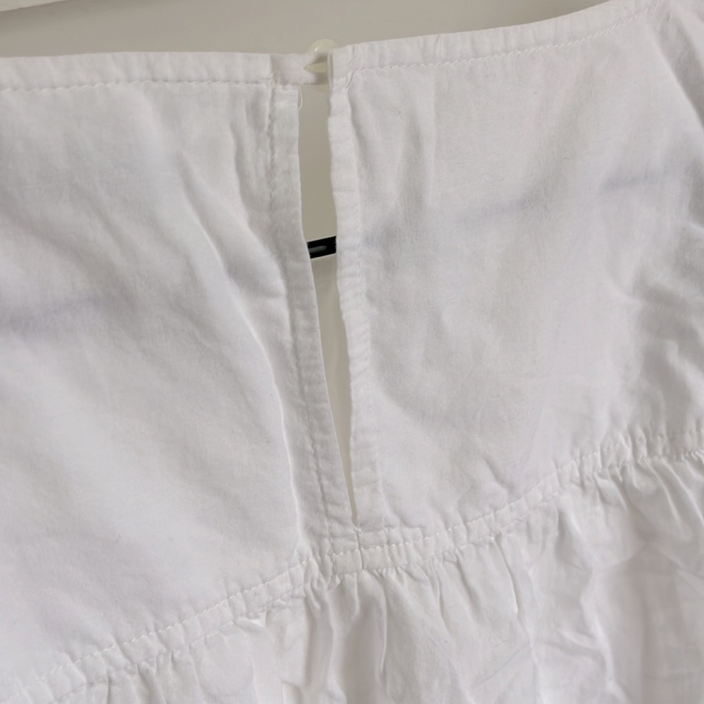 MADEWELL | EUC Story Top White with Blue Floral Embroidery Ruffle Cap Sleeve - Picture 6 of 11